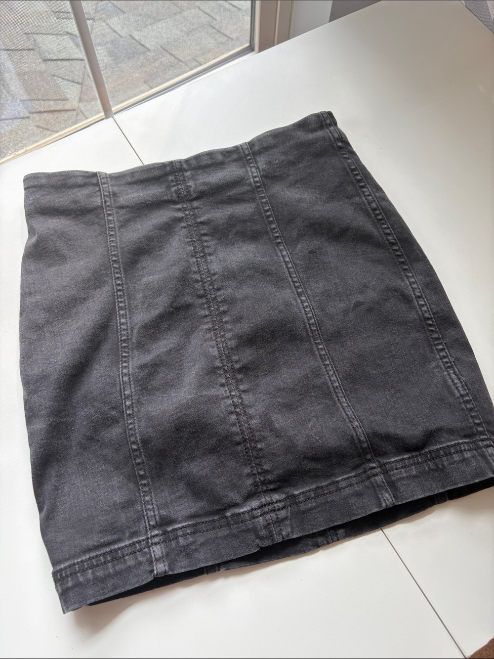 Free People Black Denim Panel Mini Skirt